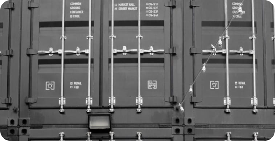 Exterior sides of a container crate