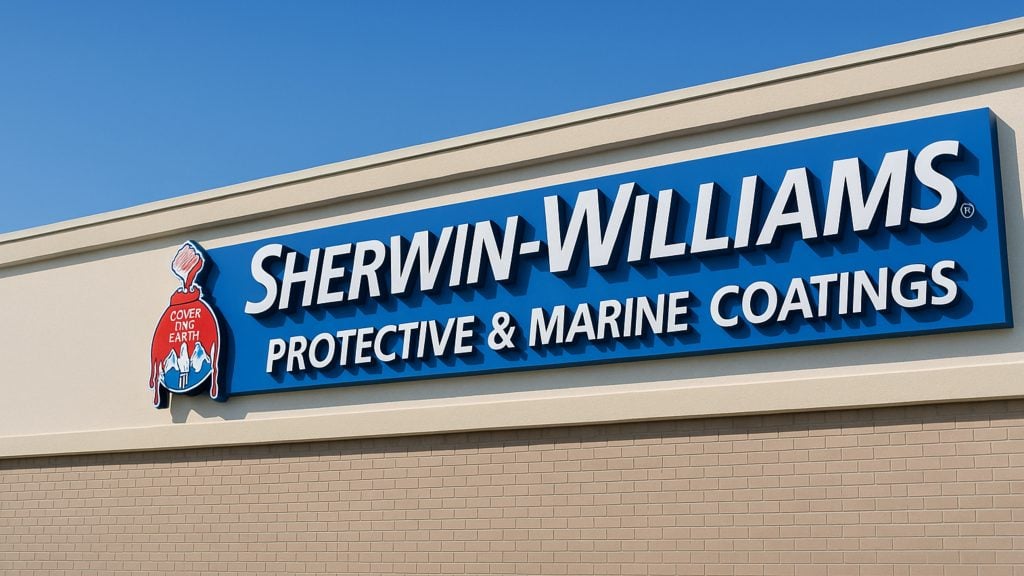 Sherwin-Williams logo displayed on the exterior of a building